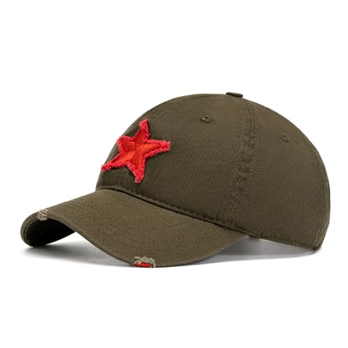 Julpsk Casquette de baseball unisexe en coton réglable avec motif étoile rouge