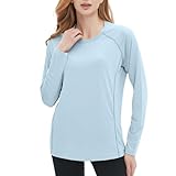 Women's Rash Guard Long Sleeve UPF 50+ Sun UV Protection Shirt Quick Dry Swim Yoga Running Hiking Gym Tee Top(Light Blue, M)