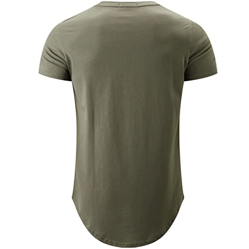 Image of KLIEGOU Men's 100% Cotton Longline T-Shirt, Pre-Shrunk Soft