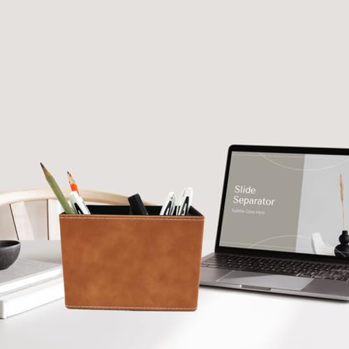 Image of Pen Pencil Holder Cup Container Leather Desk Organizer Stand Decor Brush Scissor Holder Decoration Office Desk Home School