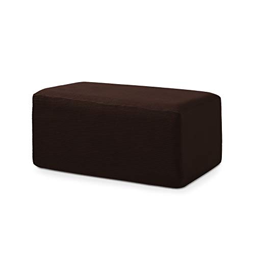 CHUN YI Stretch Spandex Jacquard Rectangle Folding Storage Ottoman Slipcover (Ottoman（S）, Chocolate)
