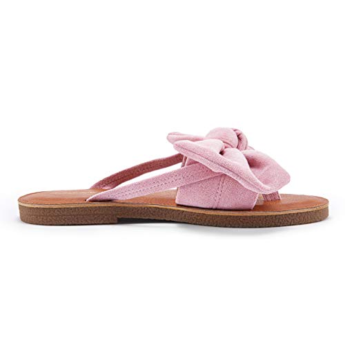 Image of FISACE Womens Bow Flat Sandals Flip Flops Slide Sandals Summer Beach Shoes