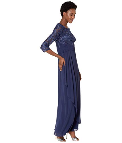 Image of Alex Evenings Womens Long Lace Top Empire Waist Dress