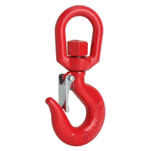 TLDBATICE Crochet de Levage pivotant à 360°, Peint en Rouge, Crochet de Levage à œillet 1 t avec Dispositif de Verrouillage pour Le bâtiment, la logistique et l'industrie du Levage