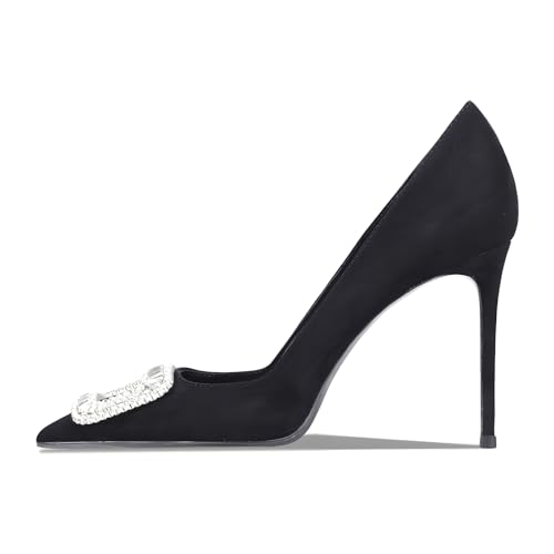 Image of Women's Pointed Toe Shallow Mouth Sexy Square Buckle Rhinestones 10cm Stiletto Heels Slip-on Wedding Party Banquet Big Size Shoes