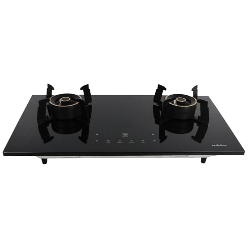 Image of Thermador 2 Burner Gas Hob | Hob Gas Stove | Gas Stove 2 Burners | Triple Ring Brass Burner| Compact Knob Less Design | Built In Timer Function | ISI Certified |Flame Failure Protection| Black |
