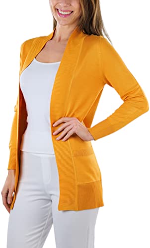 Image of ToBeInStyle Women's Long Sleeve Rib Banded Open Sweater Cardigan