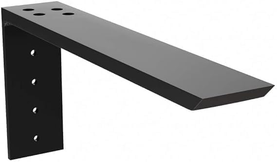 Heavy-Duty Black Metal Wall Mounted L-Shape 14 Inch Floating Shelf Bracket for Concealed Mounting Shelves Pack of 2-image-0