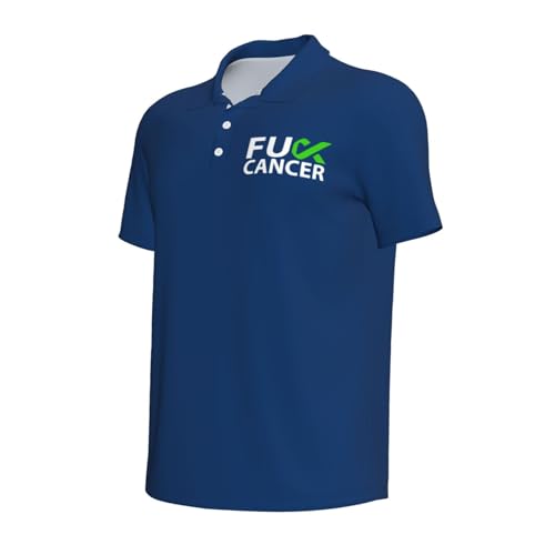 Fuck Lymphoma Cancer Lime Green Ribbon Polo Shirts for Men, Mens Golf Shirt Quick-Dry Short Sleeve Casual2