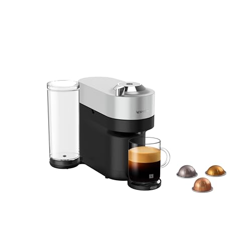 Nespresso Vertuo Pop + Deluxe Single Serve Coffee and Espresso Machine by De'Longhi, Silver