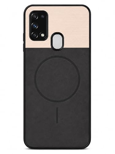 Image of Bintage Mac Safe Design Hard Slim Back Case | Soft Border Camera Protect | Dual PU Leather Finish Back Cover Compatible for Samsung M31 Prime 4G - White & Black