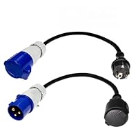 Afeld Elektro 2X CEE Adapter CEE-Stecker auf Schuko-Kupplung Schuko-Stecker auf CEE-Steckdose 230V 16A für Camping & Wohnmobil