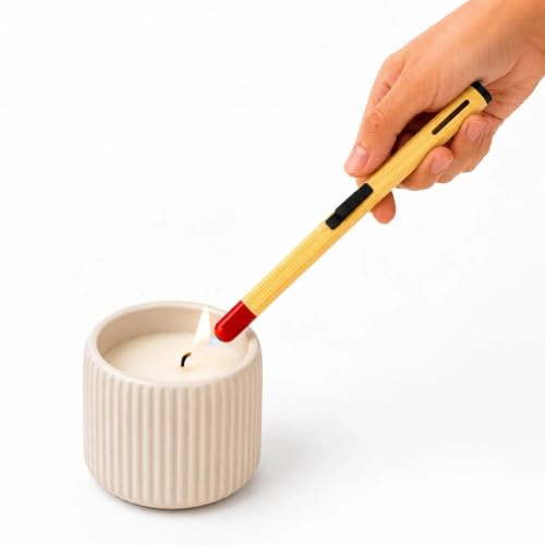 Image of Crasts Match Stick Shaped Butane Lighter, Long Handle Refillable Gas Lighter with One Touch Trigger & Visible Fuel Level, Multipurpose Lighter for Gas Kitchen, Candle & Outdoor Use, Pack of 1
