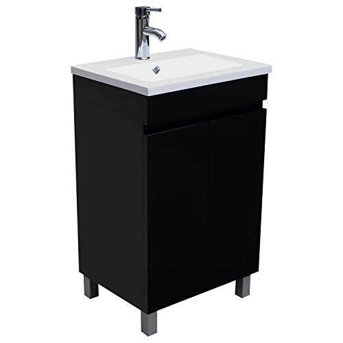 Silverylake 20 Inch Free Standing Bathroom Vanity Cabinet With 2 Doors Undermount Resin Sink And Chrome Faucet Combo (Black) #TOP5
