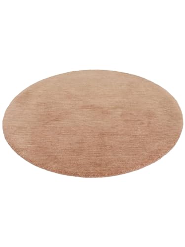 RugVista Handloom, Dywan, Ø 100 cm, Okrągły, Wysoki, Pokój dzienny, Jadalnia, Sypialnia, Korytarz, Czyścić wyłącznie chemicznie, Certyfikat Care & Fair, Różowy