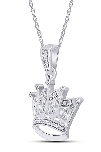 Crown Pendant Necklace for Women, 14K Gold Over 925 Sterling Silver with Natural Diamond, Moissanite or Lab-Grown Diamond, Dainty Jewelry Gift with 18" Chain2