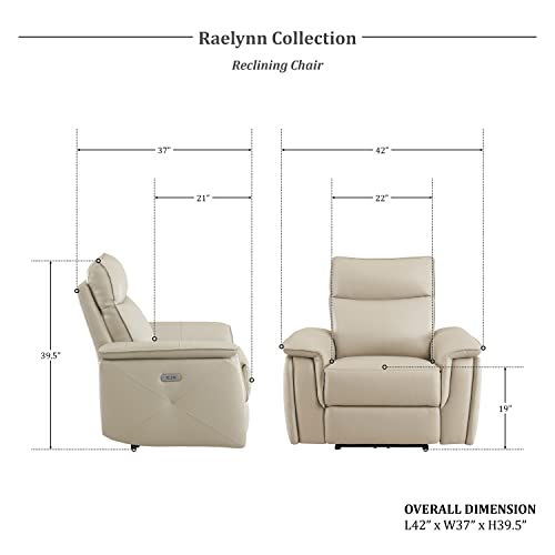 Sillón moderno reclinable piel Taupe miniatura 2