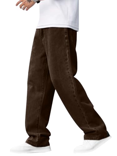 Image of ALLABREVE Men's Baggy Hip Hop Jeans Y2k Wide Leg Denim Pants Relaxed Fit Skater Trousers Streetwear