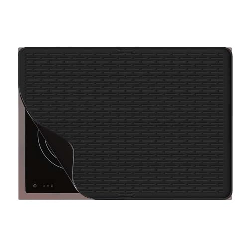 Silicone Stove Top Cover for Electric Stove 28"x20", Black Extra Large Silicone Dishes Drying Mat for Kitchen, 28 inch Trivet Mat for Hot Pots, Glass Top Stove Cover Protector