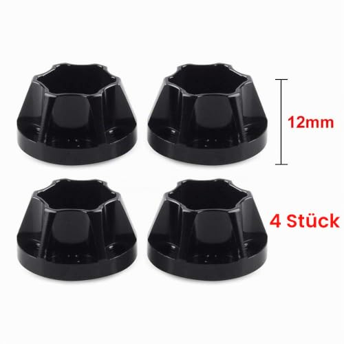 INJORA RC 12mm Mitnehmer Hex Hub Adapter Metal Zubehör Set 4pcs für 1/10 RC Crawler 1,9 oder 2,2 Felgen Axial SCX10 TRX4 D90 (Schwarz 12mm) – Ansicht 2