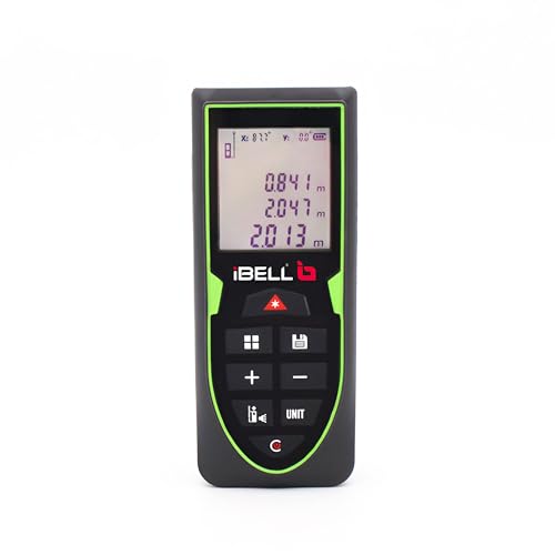 iBELL DM70-03 Outdoor Laser Distance Meter 70M/230ft| Pythagorean Mode| Area/Volume Measurement|Backlit LCD| Mute Mode