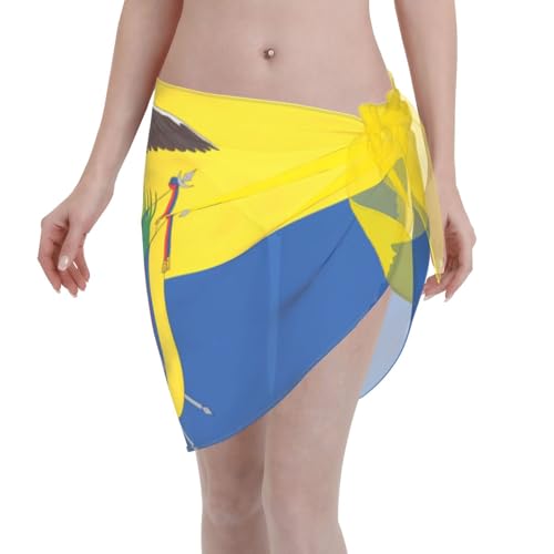 POEZJZW Pareos de gasa con patrón de bandera de Ecuador para mujer, falda corta translúcida para bikini, para trajes de baño