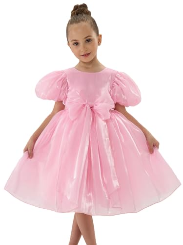 2Bunnies Girls Glossy Organza Shimmer Tulle Tutu Twirly Babydoll Flare Ball Gown Princess Flower Girl Dress