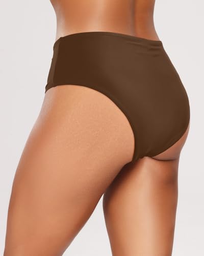Image of Tempt Me Womens High Cut High Waisted Bikini Bottoms Tummy Control Bathing Suit Bottoms Swim Bottom Swimsuit Bottom