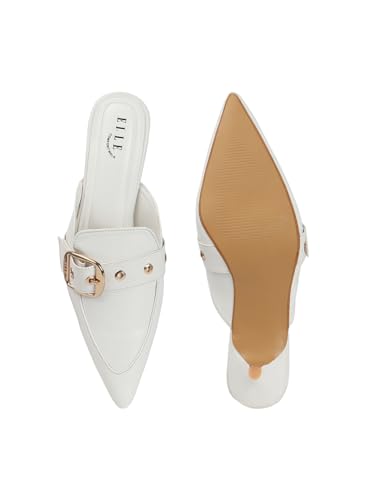 Image of ELLE Women Elegant Buckle Kitten Heel Slip-On Mule