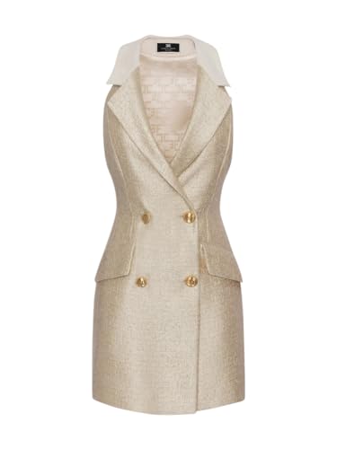 Elisabetta Franchi Robe-manteau AB61242E2 F19 - Chaleco de tweed lurex, dorado, M