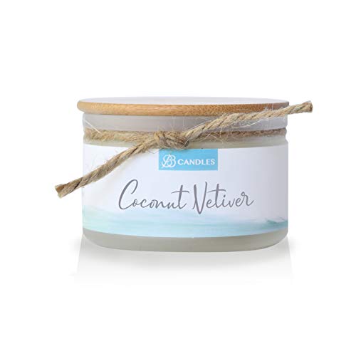 BB Candles Coastal Essentials Natural Soy Hand Poured Candle, Coconut Vetiver Scent, Fragrant Coastal Candle with Strong Scents, Artisan Candle, 4oz, 30+ Hours Burn Time