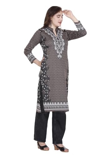 Image of Rosary Women's Winter Woolen Kurti Jacquard Straight Fit Ethnic Wear with 2 Side Pockets