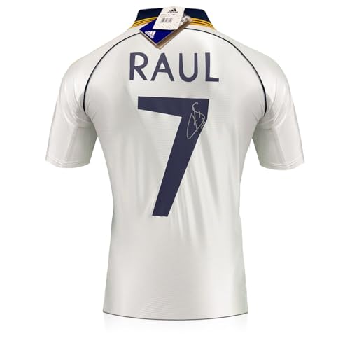 Exclusive Memorabilia Camiseta del Real Madrid 1999-00 firmada por Raúl. con Etiquetas.