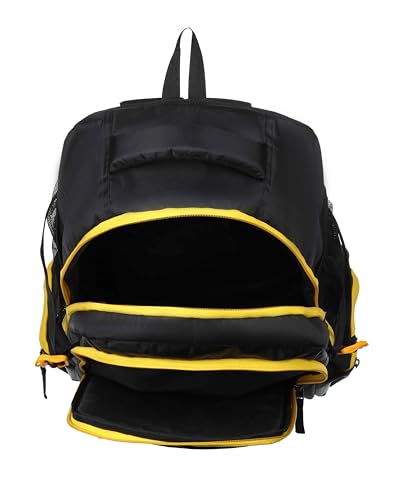 Image of FEDRA 65 LTR Rucksack Travel Backpack for Trekking, Hiking with Shoe Compartment, Black and Yellow