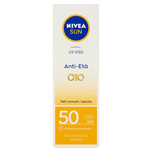 NIVEA SUN UV Face Anti-Edad FP 50 - Crema Facial Antiarrugas y Antimanchas Con Coenzima Q10 - Protección Solar Para Uso Diario en Tubo de 50 ml