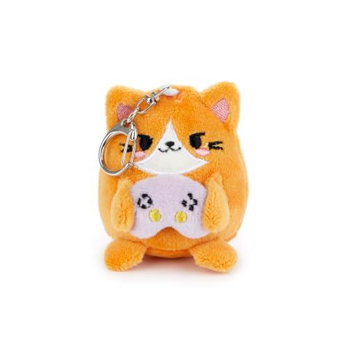 Balvi Llavero Fluffy Kawaii Gamer Color Naranja Gato Jugador de Videojuegos Suave y Esponjoso Nylon