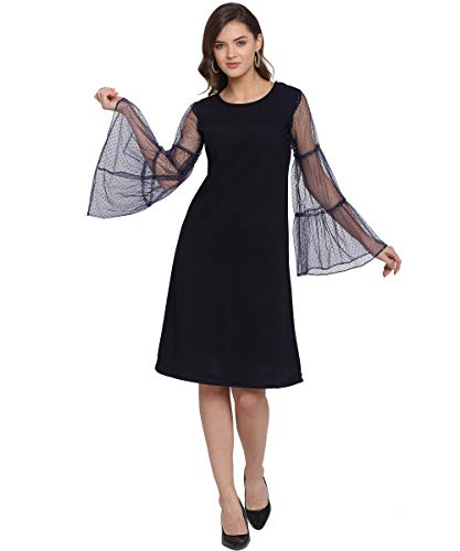 Image of OOMPH! Women's Western & Fusion wear Net A-Line Knee-Long Dress