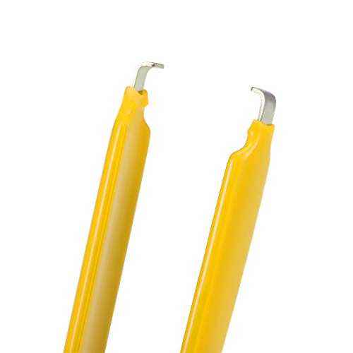 Image of uxcell IC Puller Chip Extractor Stainless Steel with Insulated Vinyl Grip Yellow 2 Pack