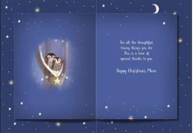 GBCC Christmas Card for Mum - Snowy Cottage with Deer and Robins - Foil Finish - Festive Christmas Greeting Card for a Wonderful Mum - Image 2