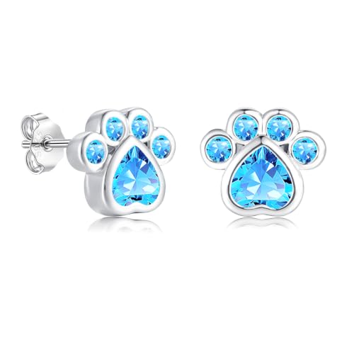 Image of Lynizo Stud Earrings for Women, 10mm 925 Sterling Silver Kitty Paw Earrings