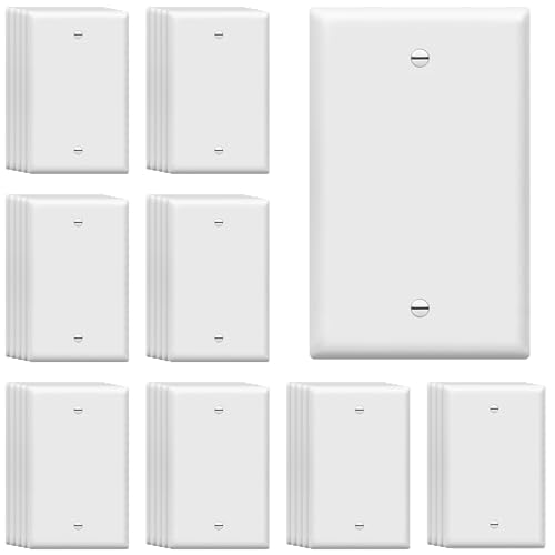 Image of ENERLITES 40 Pack Blank Wall Plate, No Device Outlet Cover, 1-Gang, White