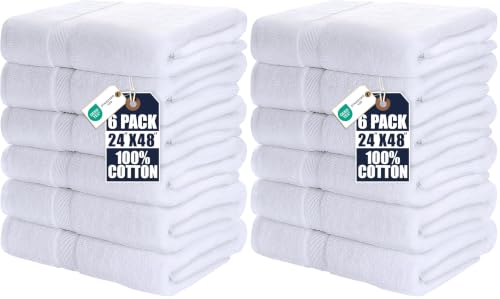 Image of Utopia Towels 12 Pack Medium Bath Towel Set, 24 by 48 Inches, 500 GSM 100% Ring Spun Cotton, Lightweight and Highly Absorbent Quick Drying Premium Towels for Hotel, Spa and Bathroom, White