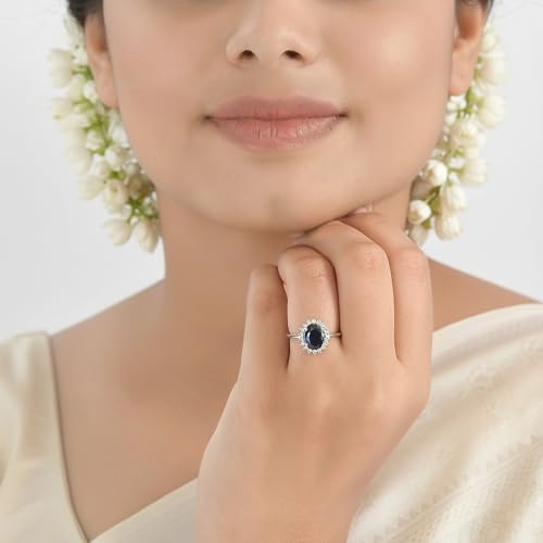 Image of Ornate Jewels 925 Sterling Silver American Diamond Halo Ring for Womens and Girls | With Certificate of Authenticity and 925 Stamp | Life-time Warranty*