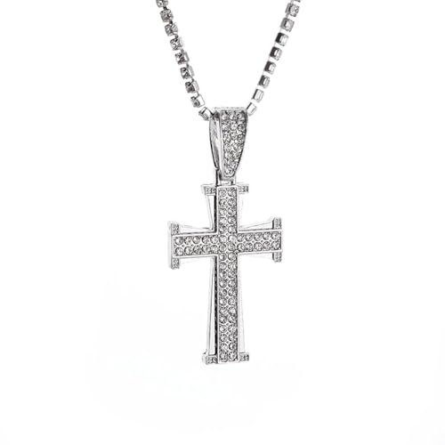 Collier ras du cou en oxyde de zirconium éclatant et croix délicate