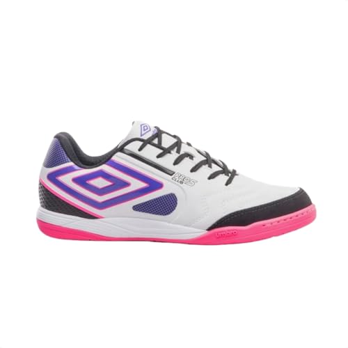 Chuteira Umbro Pro 5 Bump Club II Futsal Branca e Roxa 39