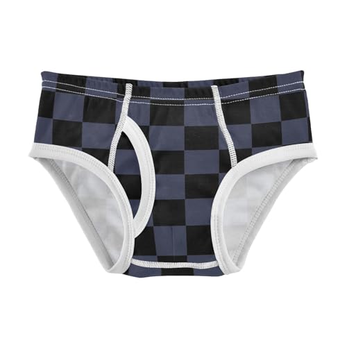 MCHIVER Navy Blue Checkerboard Plaid Boys' Underwear Cotton Kids Briefs Toddler Training Underwears 8Y