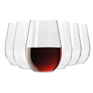 Krosno Stemless Red Wine Glasses | Set of 6 | 580 ML | Harmony Collection | Also can be Used as a Water Juice Glass | Perfect for Home, Restaurants and Parties | Dishwasher Safe