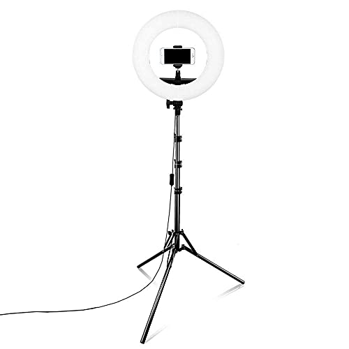 FACAZ Video-Ringlicht LED-Ringlicht mit Stativ-Ständer Dimmbares Selfie-Ringlicht für Vlog, Make-up, Videofotografie LED…