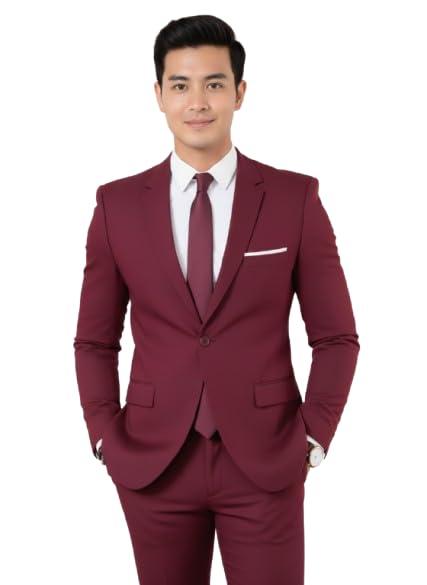 humjoli Men's Maroon Blazer, Formal, Casual, Single Button, Notch Lapel-picture-36