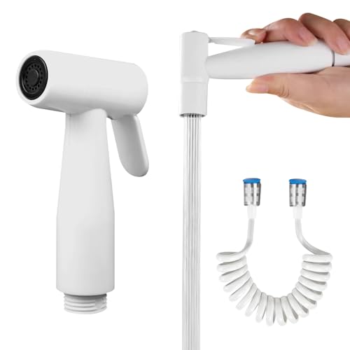 Spray per bidet in acciaio inox con tubo telescopico in ABS da 200 cm, per l'igiene personale e le padelle del letto, 2 pezzi, per tubazioni d'acqua, WC, bidet e bagno (bianco)